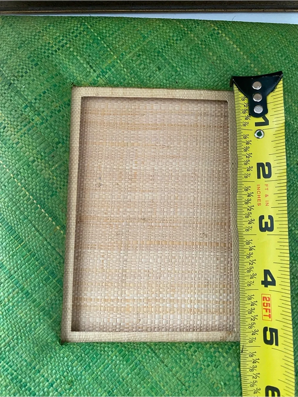 Boho Green Woven Straw Hanging Triple Picture Frame Natural Fiber Raffia
